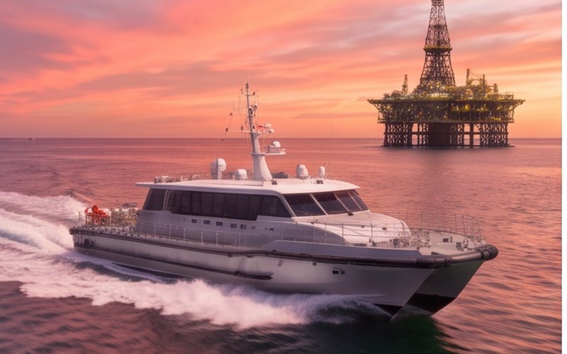 Ilustração gerada por IA sobre: Bourbon assina contrato de cinco anos com a Eni Congo para novos crewboats
