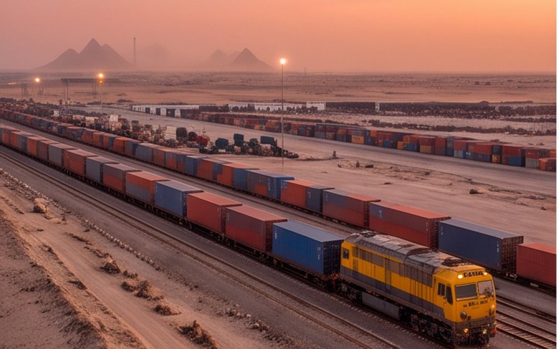 Ilustração gerada por IA sobre: CMA CGM adquire participação de 35% no October Dry Port, no Egito