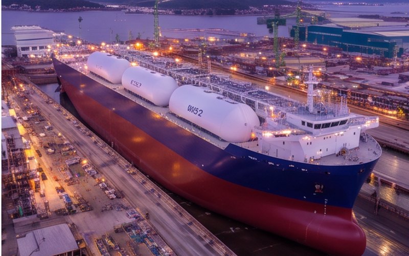 Ilustração gerada por IA sobre: COSCO Shipping avança com pedido de graneleiros prontos para metanol e amônia