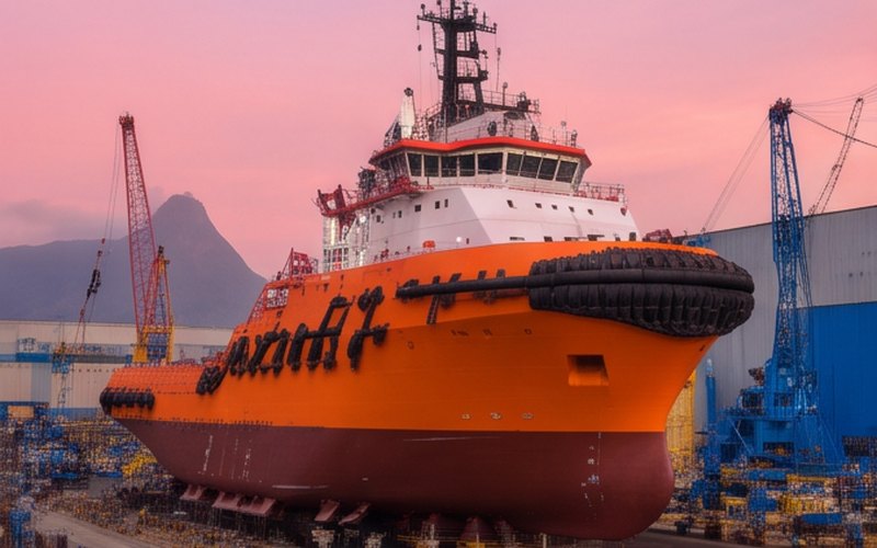 Ilustração gerada por IA sobre: Damen assina com a Chomex Marino contrato para novos rebocadores de apoio offshore