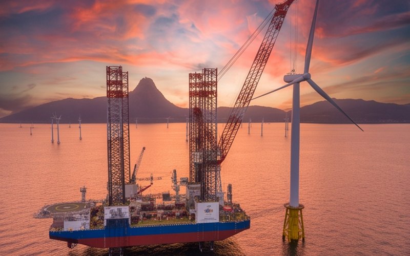 Ilustração gerada por IA sobre: DEME é contratada para o parque eólico offshore Formosa 4 em Taiwan