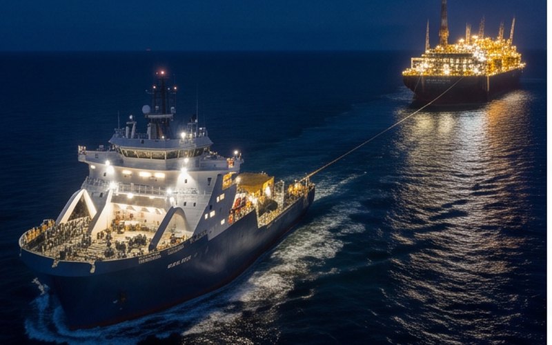Ilustração gerada por IA sobre: DOF Group confirma contrato para instalação de FPSO na África