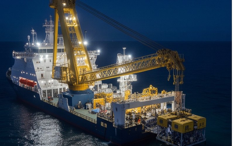 Ilustração gerada por IA sobre: DOF Group recebe contrato para Skandi Achiever e extensão para Skandi Salvador
