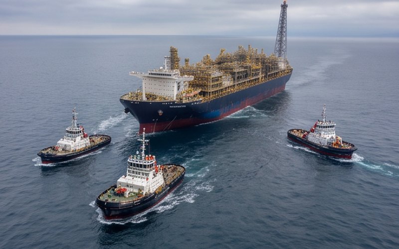 Ilustração gerada por IA sobre: FPSO P-78 chega ao campo de Búzios