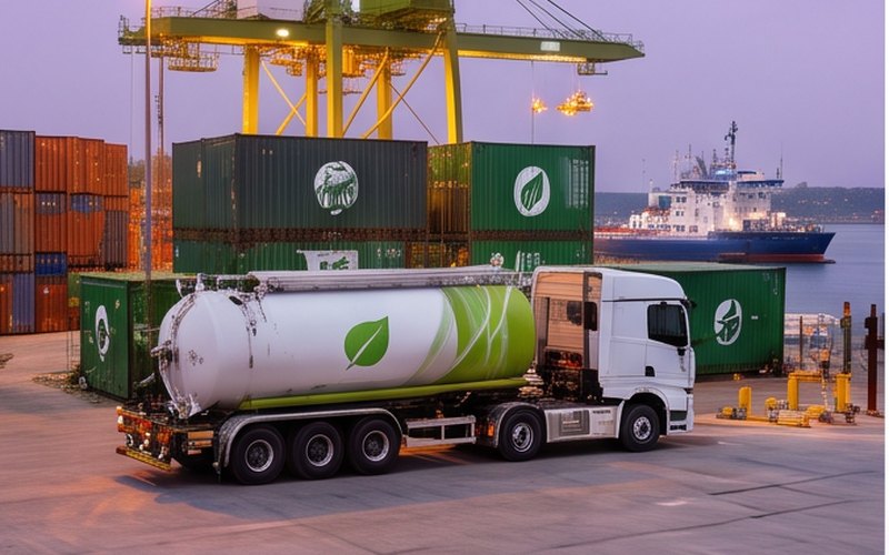 Ilustração gerada por IA sobre: Hapag-Lloyd e DHL ampliam acordo de descarbonização da cadeia de suprimentos