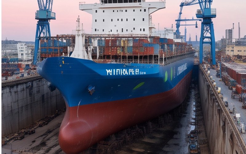 Ilustração gerada por IA sobre: Hapag-Lloyd encomenda oito novos navios porta-contêineres a metanol por mais de US$ 500 milhões