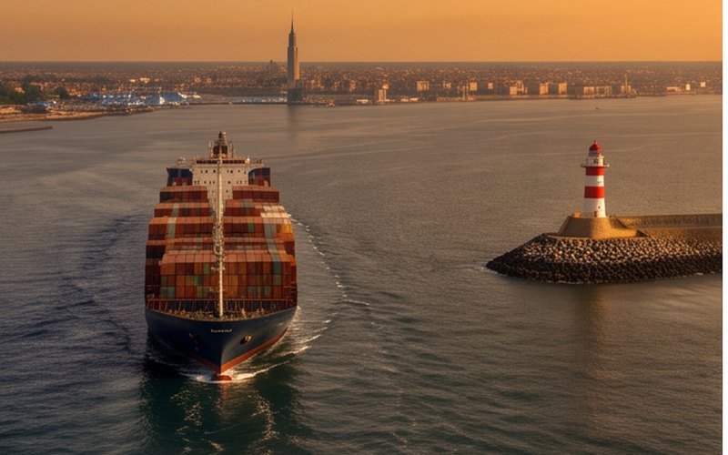 Ilustração gerada por IA sobre: Maersk anuncia novo serviço CAX conectando Caribe e Norte da Europa