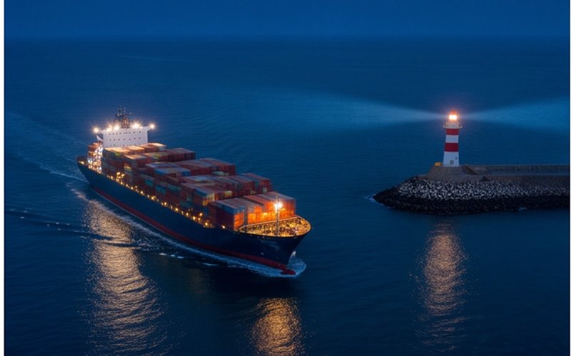 Ilustração gerada por IA sobre: Maersk cria serviço transpacífico TP9 dentro da cooperação Gemini