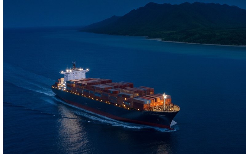 Ilustração gerada por IA sobre: Maersk lança novo serviço semanal ASAS2 ligando Ásia e costa leste da América do Sul