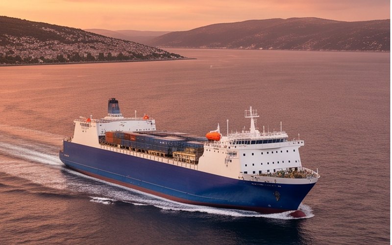 Ilustração gerada por IA sobre: Maersk lança serviço expresso de 2 dias e 7 horas entre Tunísia e Itália