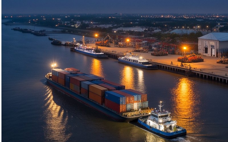 Ilustração gerada por IA sobre: MSC assina concessão de terminal interior em Bangladesh para fortalecer conectividade comercial