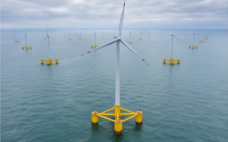 Ilustração gerada por IA sobre: Odfjell Oceanwind adquire participação da Ørsted no parque eólico flutuante Salamander