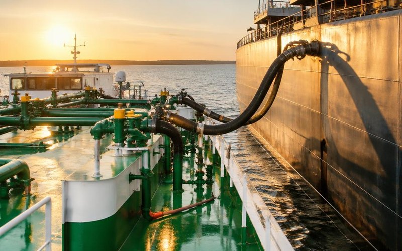 Ilustração gerada por IA sobre: Petrobras anuncia oferta de combustível marítimo B24 em Santos via operações de bunker