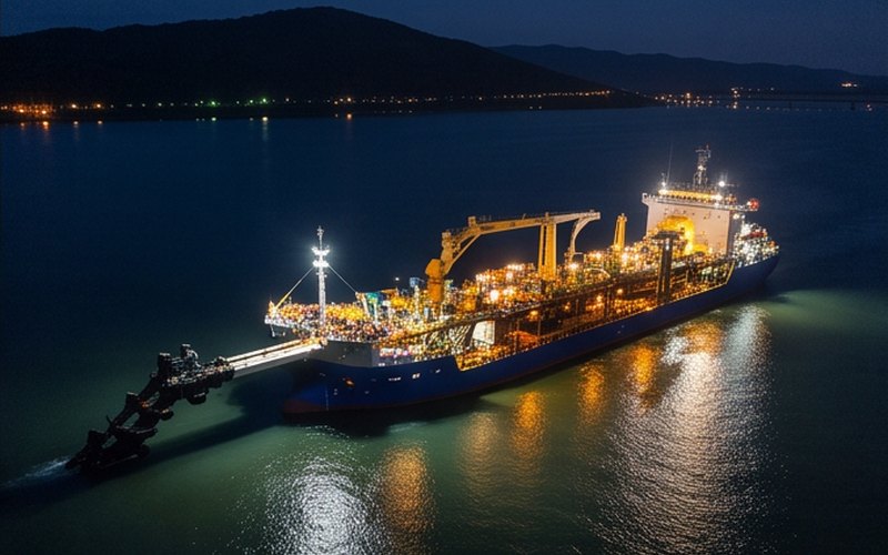 Ilustração gerada por IA sobre: Porto de Itapoá investe em PPP de R$ 300 milhões para dragagem do canal da Babitonga