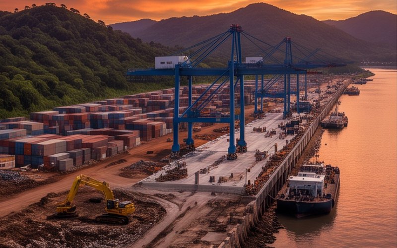 Ilustração gerada por IA sobre: Portonave, controlada pela MSC, amplia plano de investimento em R$ 440 milhões em Santa Catarina