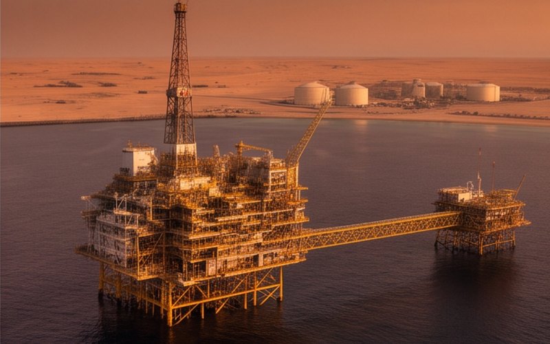 Ilustração gerada por IA sobre: Saipem conquista EPCI offshore de US$ 3,1 bilhões no Catar