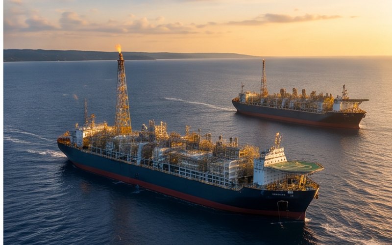 Ilustração gerada por IA sobre: SBM Offshore estende contratos dos FPSOs Mondo e Saxi Batuque em Angola