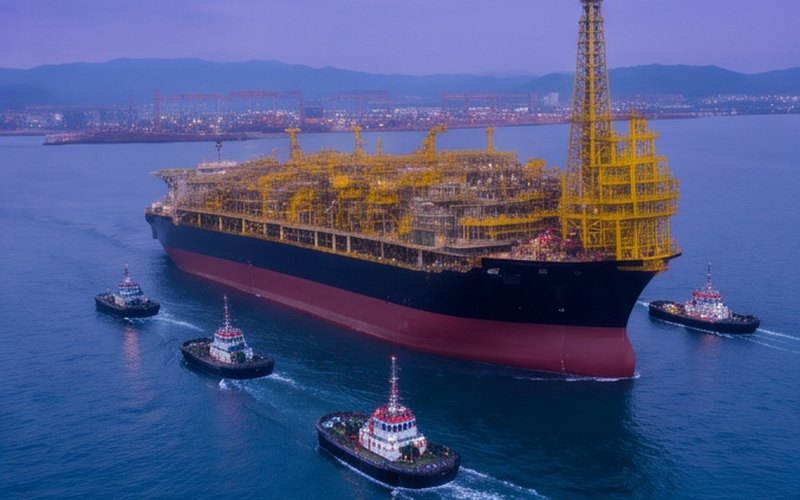 Ilustração gerada por IA sobre: Seatrium entrega o primeiro FPSO turnkey P-78 à Petrobras