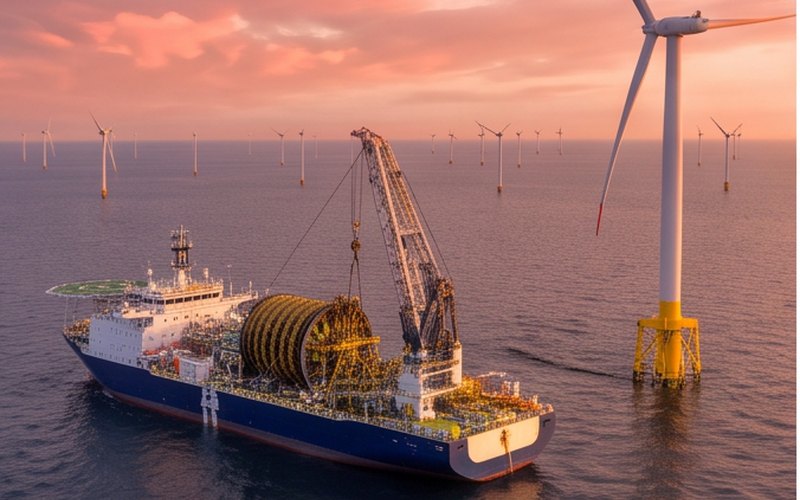 Ilustração gerada por IA sobre: Seaway7 vai instalar cabos do parque eólico Formosa 4, em Taiwan