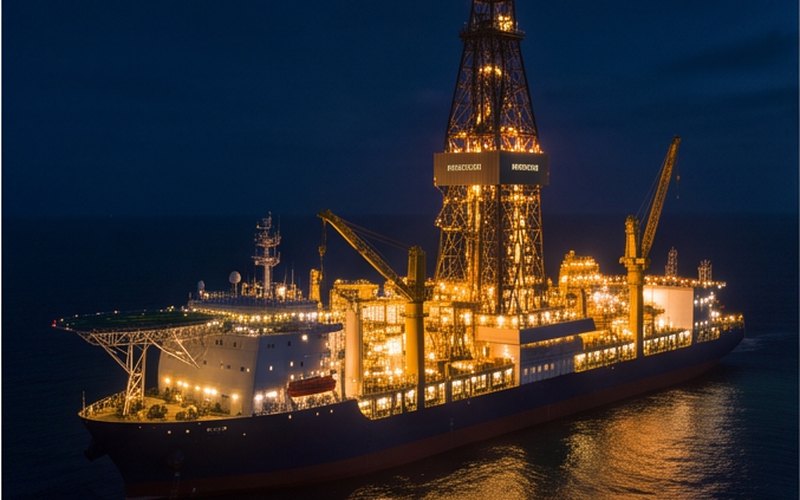 Ilustração gerada por IA sobre: Shell contrata sonda VALARIS DS-8 para o projeto Orca