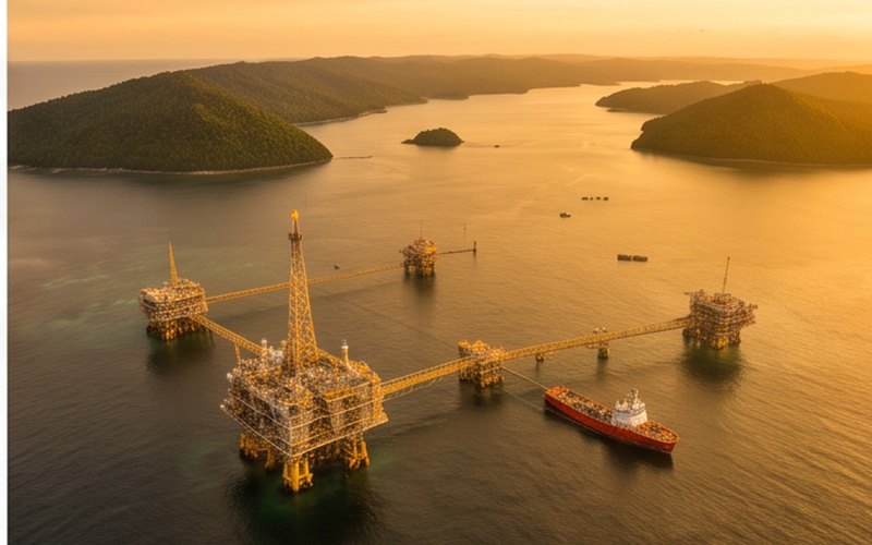 Ilustração gerada por IA sobre: TechnipFMC conquista iEPCI do projeto Maha, na Indonésia
