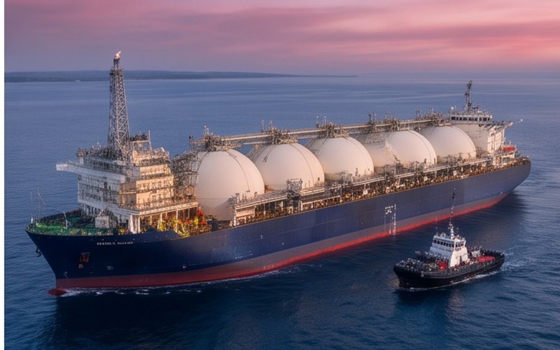 Ilustração gerada por IA sobre: TechnipFMC vence contrato submarino do Coral North FLNG, em Moçambique