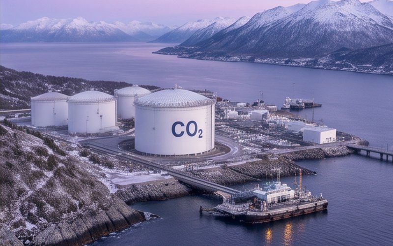 Ilustração gerada por IA sobre: TotalEnergies e parceiros anunciam primeiro armazenamento de CO2 no projeto Northern Lights